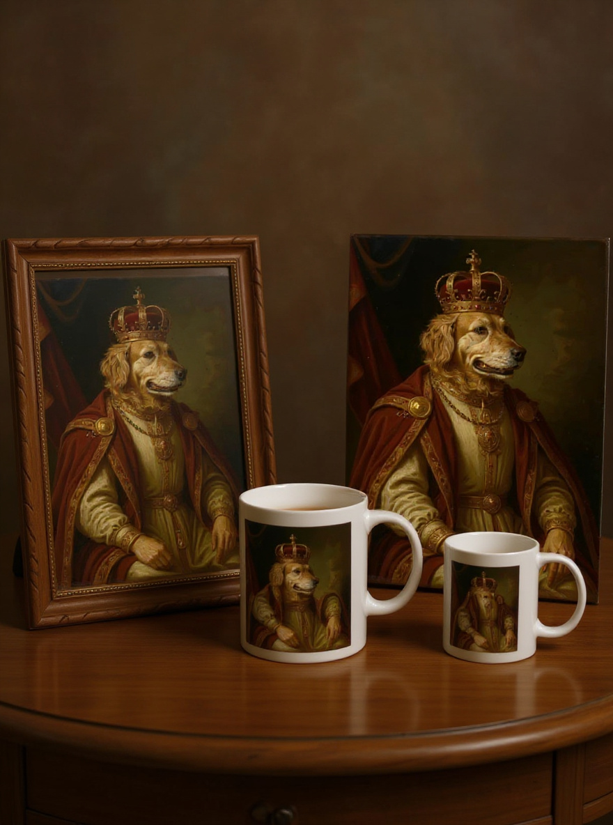 Boîte Souvenir — portrait de l'animal sur toile, mug et affiche